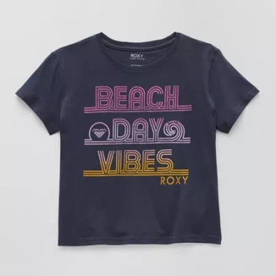 Roxy Big Kid Girls Crew Neck Short Sleeve Classic Fit Graphic T-shirt In Blue