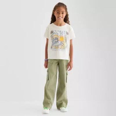 Roxy Big Kid Girls Crew Neck Short Sleeve Classic Fit Graphic T-shirt In Neutral