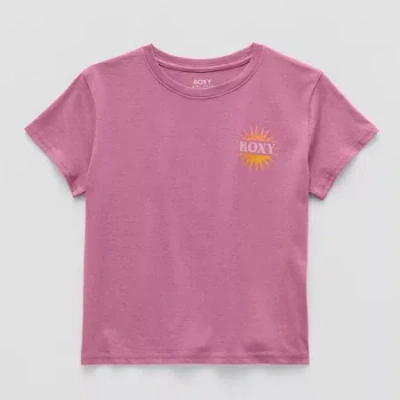 Roxy Big Kid Girls Crew Neck Short Sleeve Classic Fit Graphic T-shirt In Pink