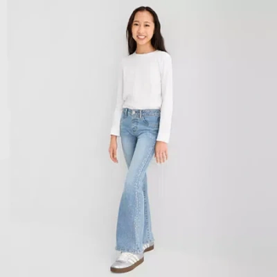 Vanilla Star Big Kid Girls Mid Rise Flare Leg Jean In Blue