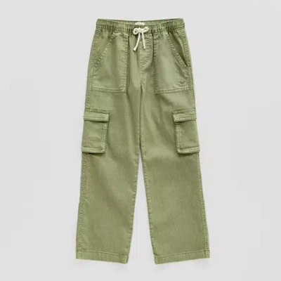 Roxy Big Kid Girls Drawstring Waist Wide Leg Cargo Pant In Green
