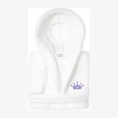 Linum Home Textiles Plush Crown Little & Big Girls Long Sleeve Bathrobe In White