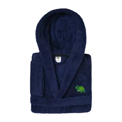 Linum Home Textiles Plush Turtle Kids Bathrobe Unisex Long Sleeve Long Length Robe In Blue