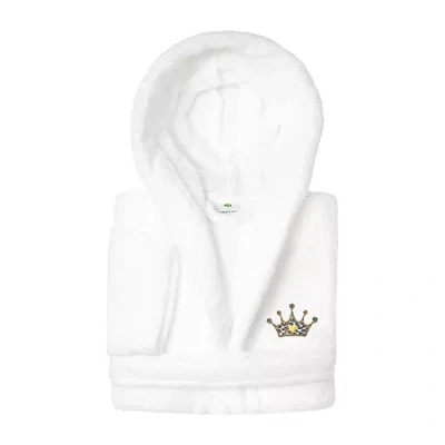 Linum Home Textiles Plush Cheetah Crown Little & Big Girls Long Sleeve Bathrobe In White
