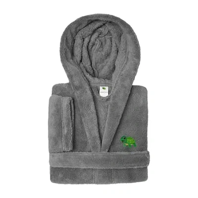 Linum Home Textiles Plush Turtle Kids Bathrobe Unisex Long Sleeve Long Length Robe In Gray