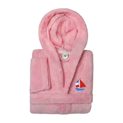 Linum Home Textiles Plush Boat Kids Bathrobe Unisex Long Sleeve Long Length Robe In Pink