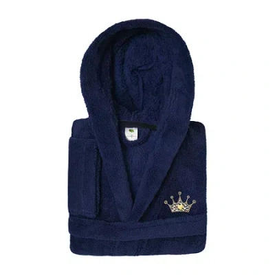 Linum Home Textiles Plush Cheetah Crown Little & Big Girls Long Sleeve Bathrobe In Blue