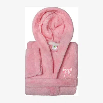 Linum Home Textiles Plush Bow Little & Big Girls Long Sleeve Bathrobe In Pink