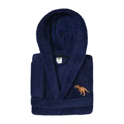 Linum Home Textiles Plush Dino Kids Bathrobe Unisex Long Sleeve Long Length Bathrobe In Blue