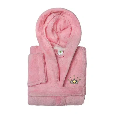Linum Home Textiles Plush Cheetah Crown Little & Big Girls Long Sleeve Bathrobe In Pink