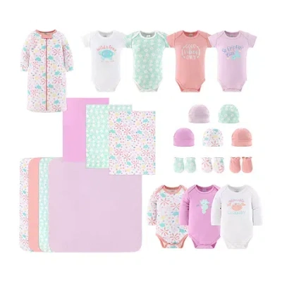 The Peanutshell 0-3m Ocean Flower Baby Girls 23-pc. Baby Clothing Set In Pink