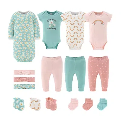 The Peanutshell Carefree Floral Nb-3m Baby Girls 16-pc. Baby Clothing Set In Pink
