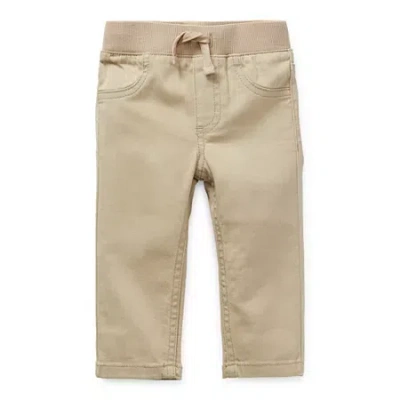 Okie Dokie Baby Boys Straight Original Fit Pull-on Pant In Brown