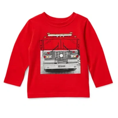 Okie Dokie Baby Boys Crew Neck Long Sleeve Regular Fit Graphic T-shirt In Red