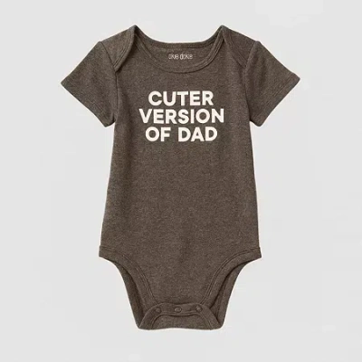 Okie Dokie Baby Unisex Crew Neck Short Sleeve Rib Bodysuit In Gray