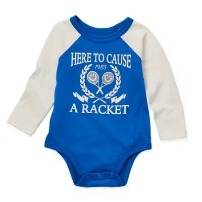 Okie Dokie Baby Boys Crew Neck Long Sleeve Bodysuit In Blue