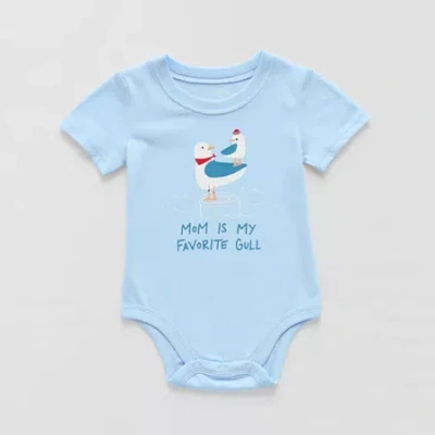 Okie Dokie Baby Boys Crew Neck Short Sleeve Bodysuit In Blue