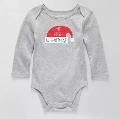 Okie Dokie Baby Unisex Crew Neck Long Sleeve Rib Bodysuit In Gray