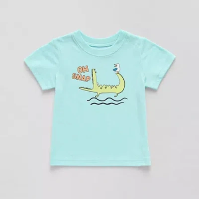 Okie Dokie Baby Boys Crew Neck Short Sleeve Graphic T-shirt In Sand
