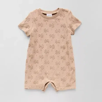 Okie Dokie Baby Boys Short Sleeve Checked Romper In Sand