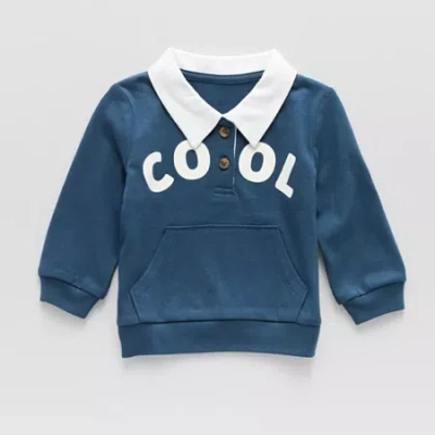 Okie Dokie Baby Boys Long Sleeve Sweatshirt In Blue
