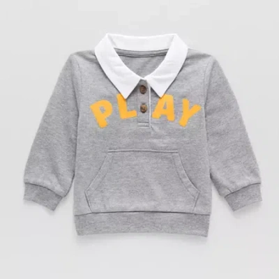 Okie Dokie Baby Boys Long Sleeve Sweatshirt In Gray