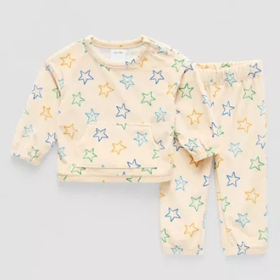 Okie Dokie Velour Baby Boys 2-pc. Pant Set In White