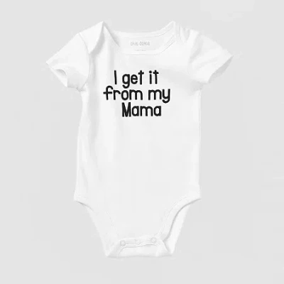 Okie Dokie Baby Unisex Round Neck Short Sleeve Rib Bodysuit In White