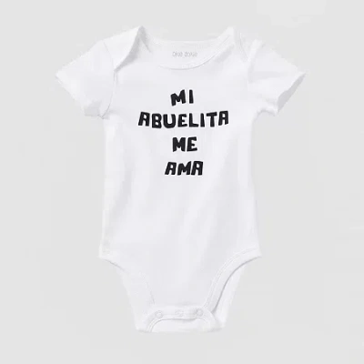 Okie Dokie Baby Unisex Round Neck Short Sleeve Rib Bodysuit In White
