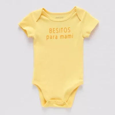 Okie Dokie Baby Unisex Round Neck Short Sleeve Rib Bodysuit In Yellow