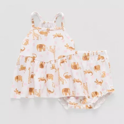 Okie Dokie Baby Girls Striped 2-pc. Dress Set In White