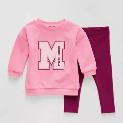 Okie Dokie Baby Girls 2-pc. Pant Set In Pink