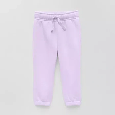 Okie Dokie Baby Girls Cuffed Regular Fit Fleece Pull-on Pant In Purple