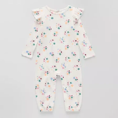 Okie Dokie Baby Girls Long Sleeve Jumpsuit In White