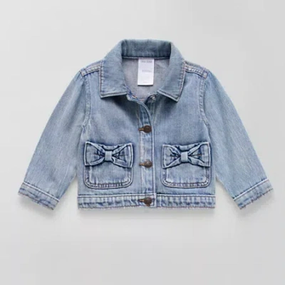 Okie Dokie Baby Girls Denim Lightweight Puffer Jacket In Blue