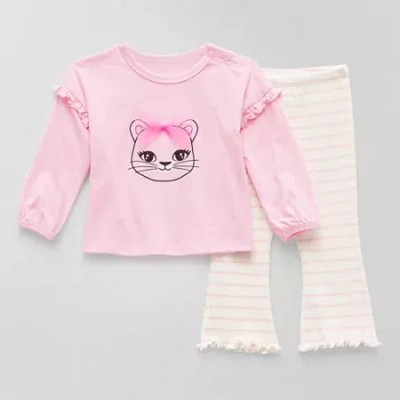 Okie Dokie Baby Girls 2-pc. Pant Set In Pink