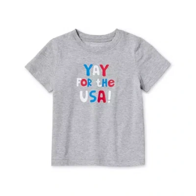 Okie Dokie Toddler & Little Boys Crew Neck Short Sleeve Regular Fit Graphic T-shirt In Gray