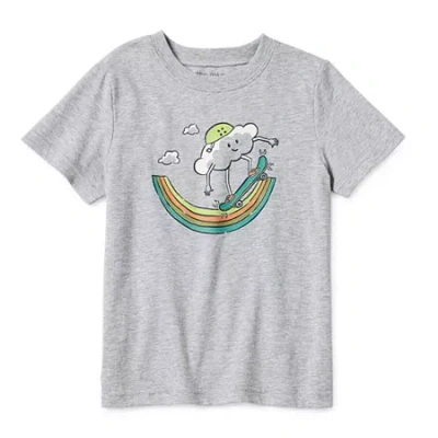 Okie Dokie Toddler & Little Boys Crew Neck Short Sleeve Regular Fit Graphic T-shirt In Gray