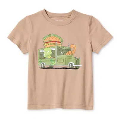 Okie Dokie Toddler & Little Boys Crew Neck Short Sleeve Regular Fit Graphic T-shirt In Sand