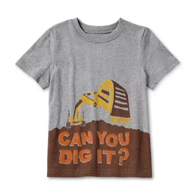 Okie Dokie Toddler & Little Boys Crew Neck Short Sleeve Regular Fit Graphic T-shirt In Gray