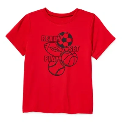 Okie Dokie Toddler & Little Boys Crew Neck Short Sleeve Regular Fit Graphic T-shirt In Red