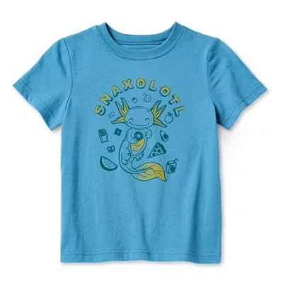 Okie Dokie Toddler & Little Boys Crew Neck Short Sleeve Regular Fit Graphic T-shirt In Blue