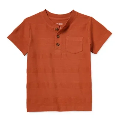 Okie Dokie Toddler & Little Boys Henley Neck Short Sleeve T-shirt In Brown