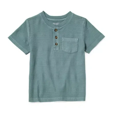 Okie Dokie Toddler & Little Boys Henley Neck Short Sleeve T-shirt In Blue