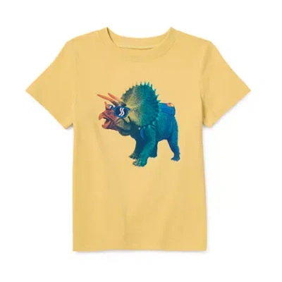 Okie Dokie Toddler & Little Boys Crew Neck Short Sleeve Regular Fit Graphic T-shirt In Brown