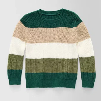 Okie Dokie Toddler & Little Boys Crew Neck Long Sleeve Pullover Sweater In Green