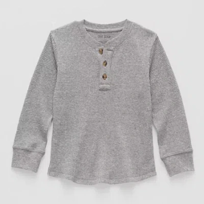 Okie Dokie Toddler & Little Boys Long Sleeve Regular Fit Henley Shirt In Gray