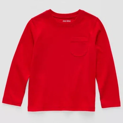 Okie Dokie Toddler & Little Boys Crew Neck Long Sleeve T-shirt In Red