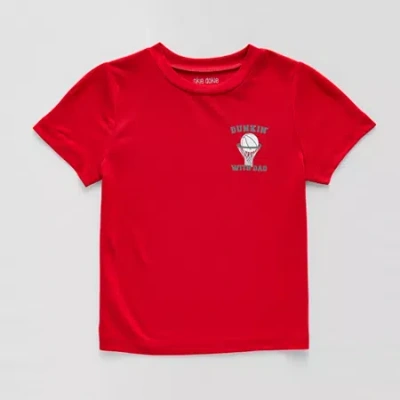 Okie Dokie Active Toddler & Little Boys Crew Neck Short Sleeve Regular Fit Graphic T-shirt In Red
