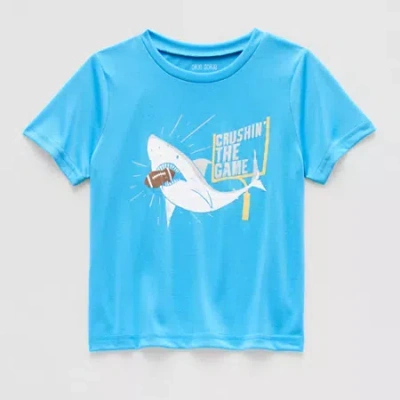 Okie Dokie Active Toddler & Little Boys Crew Neck Short Sleeve Regular Fit Graphic T-shirt In Blue